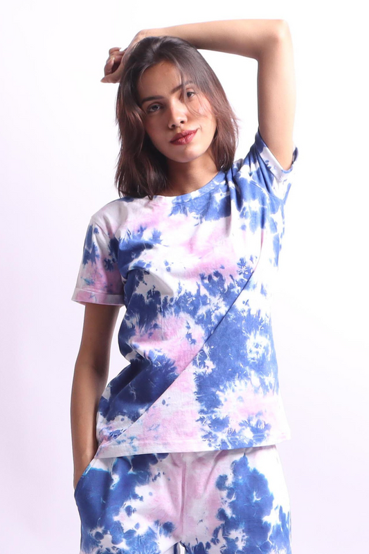 Pinkish Blue Tie Dye Tee#4